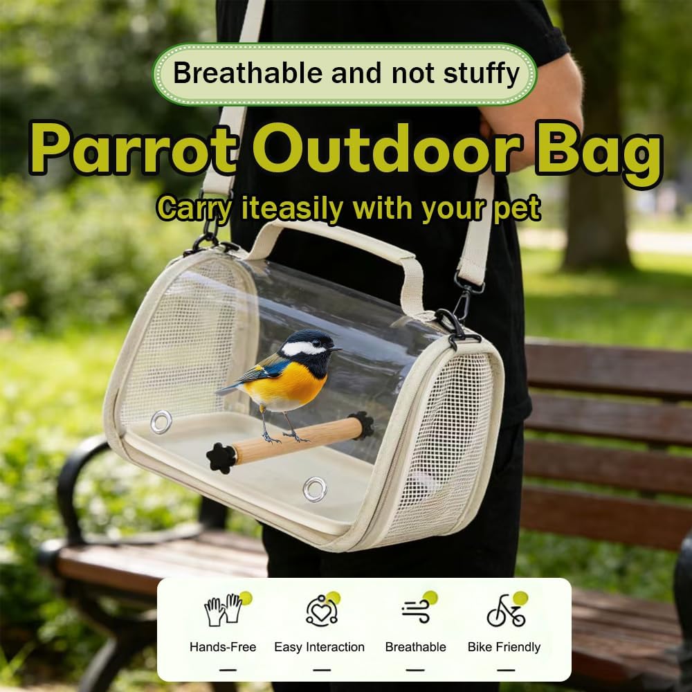 Hands Free Small Pet Cage with Breathable Mesh Windows Parrot Backpack