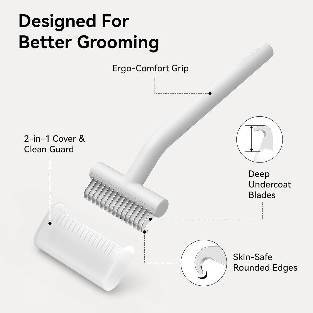 aumuca Undercoat Rake for Dogs, Deshedding & Dematting Comb for Cats