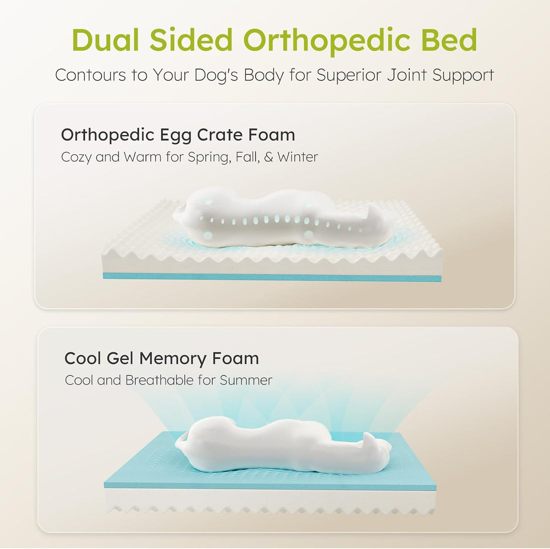 CWAWZ Extra Large Dog Bed, Orthopedic Dog Bed with Cooling Gel Memory