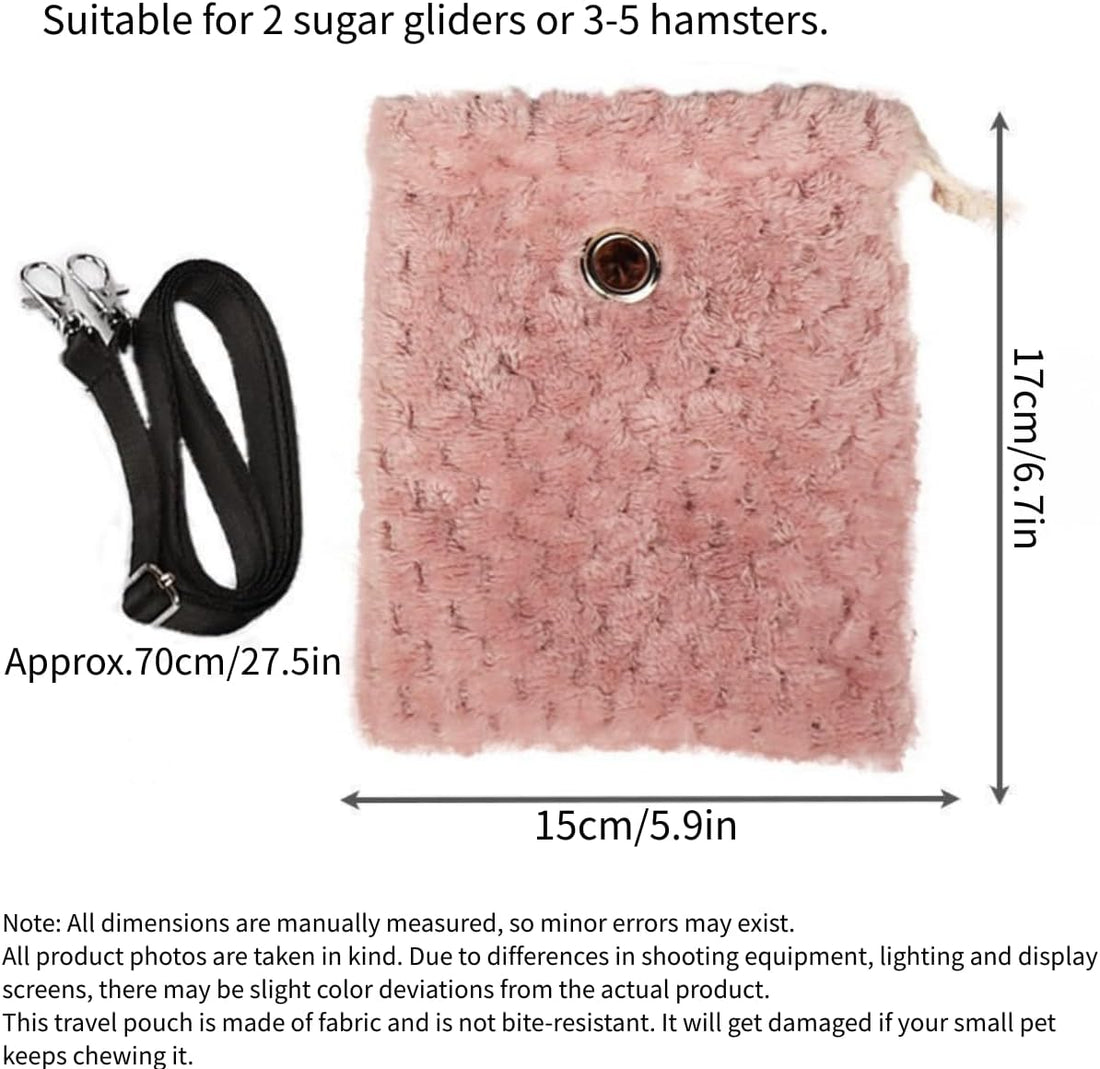 Sugar Glider Bonding Pouch Warm Travel Carrier Hamster Nest & Strap
