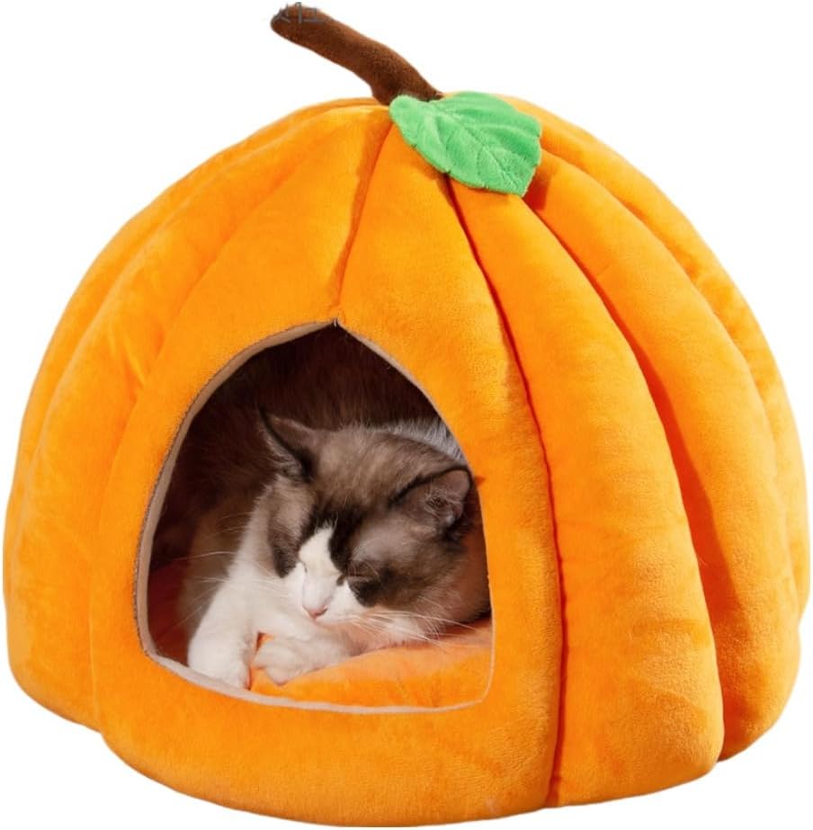 Cat Beds for Indoor Cats,Pumpkin Cat House,Cute Pumpkin Shape Cat
