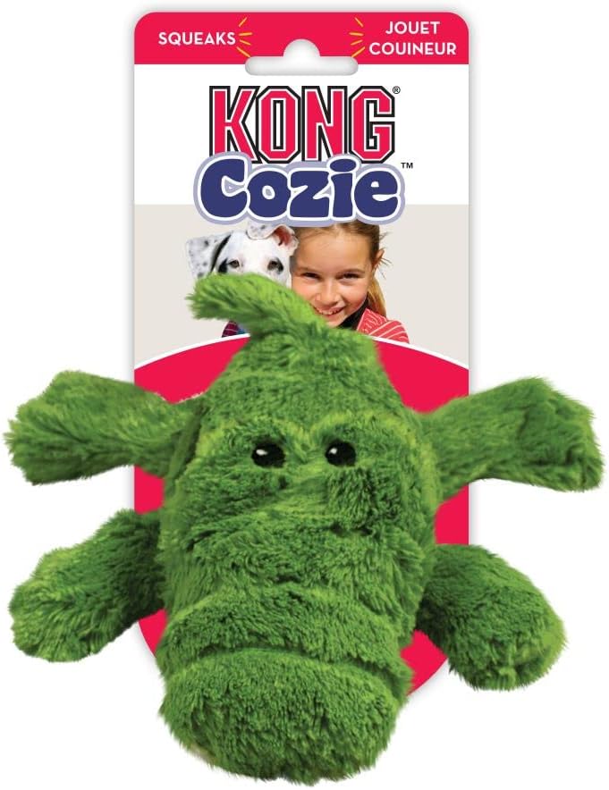 KONG - Cozie Ali Alligator - Indoor Cuddle Squeaky Plush Dog Toy