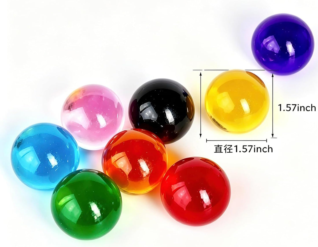 40mm Colorful Solid Glass Marbles 8 Pack Round Decor Balls