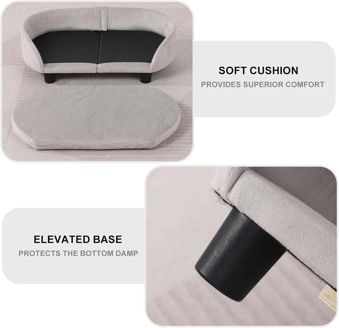 Cat Sofa Bed, Velvet Pet Couch Chair withRemoveable & Washable