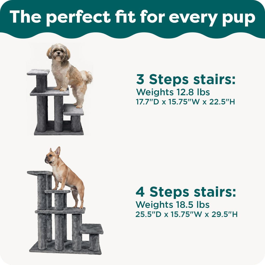 Furhaven Steady Paws Multi-Step Pet Stairs for High Beds & Sofas