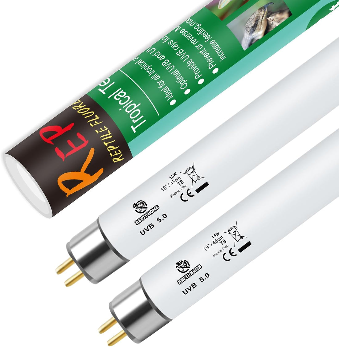 T8 UVB Reptile Light 15W 10.0-2 Pack,UVA UVB Light Bulb
