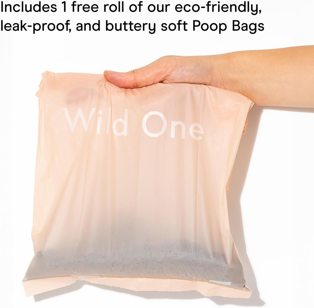 Wild One Dog Poop Bag Holder and Dispenser with Leash Attachment