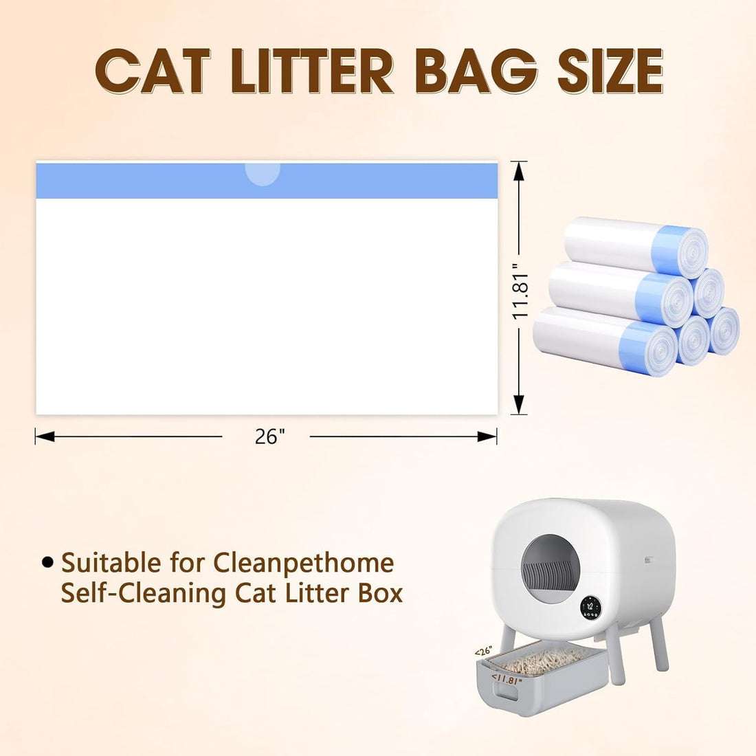 120 Count Cat Litter Box Liners for Fumoi and Fsitego Self Cleaning