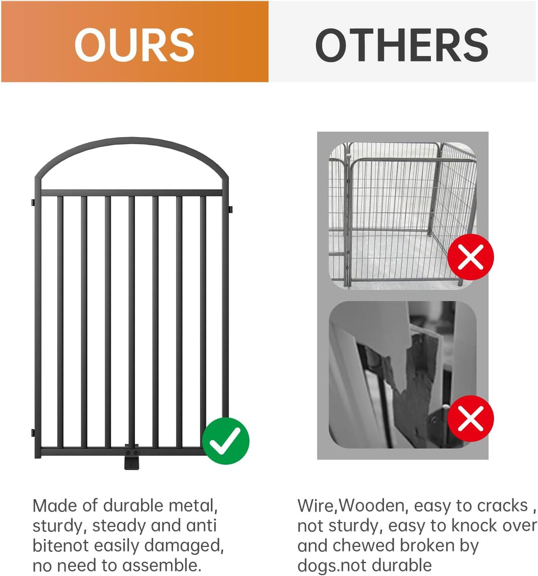 SNUOWU 4 Panels Full Matel Freestanding Dog Gates with Door