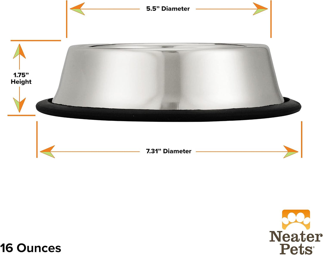 Neater Pet Brands - Stainless Steel No-Skid & Non-Tip Pet Bowl