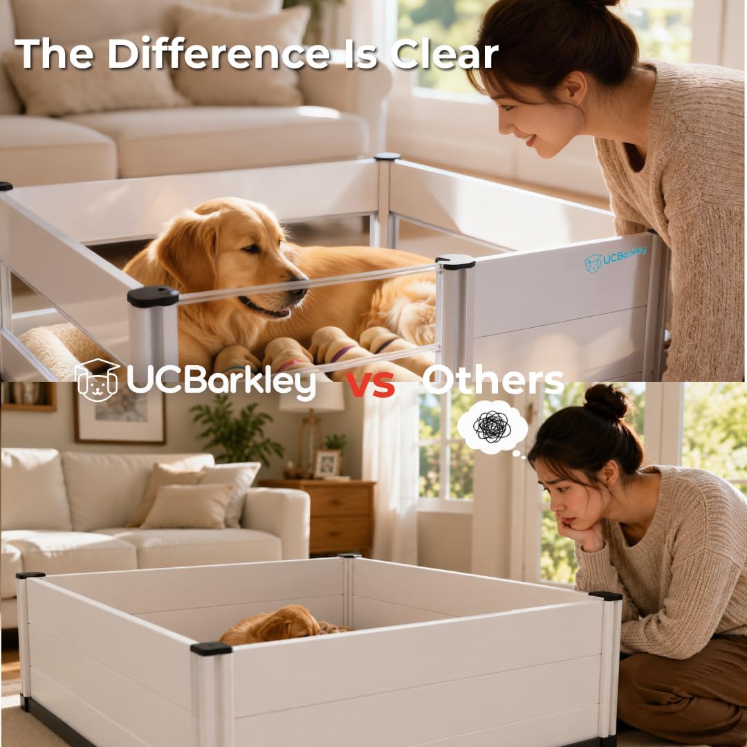 Whelping Box for Dogs and Puppies with Clear Window Panel – Modular