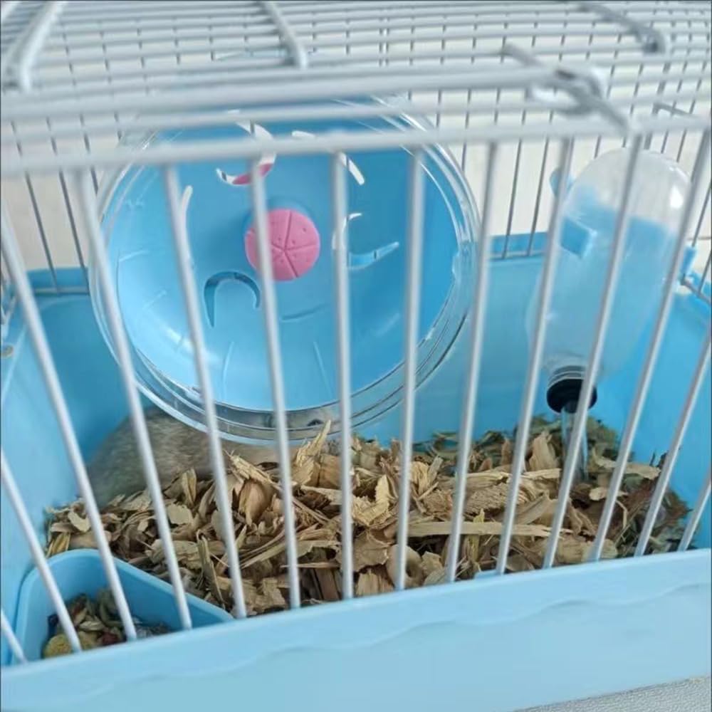 Small Pet Hamster Cage with Running Wheel Water Bottle Food Basin