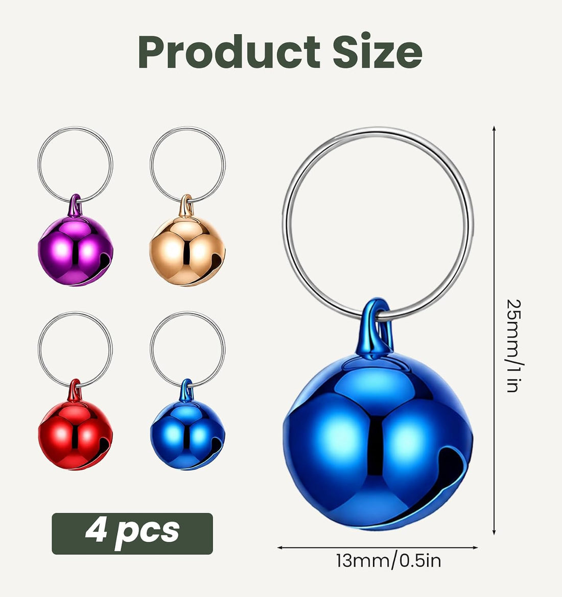 4 Pcs Cat Collar Bell, Small Bell for Cat Dog Collar Jingle Bells