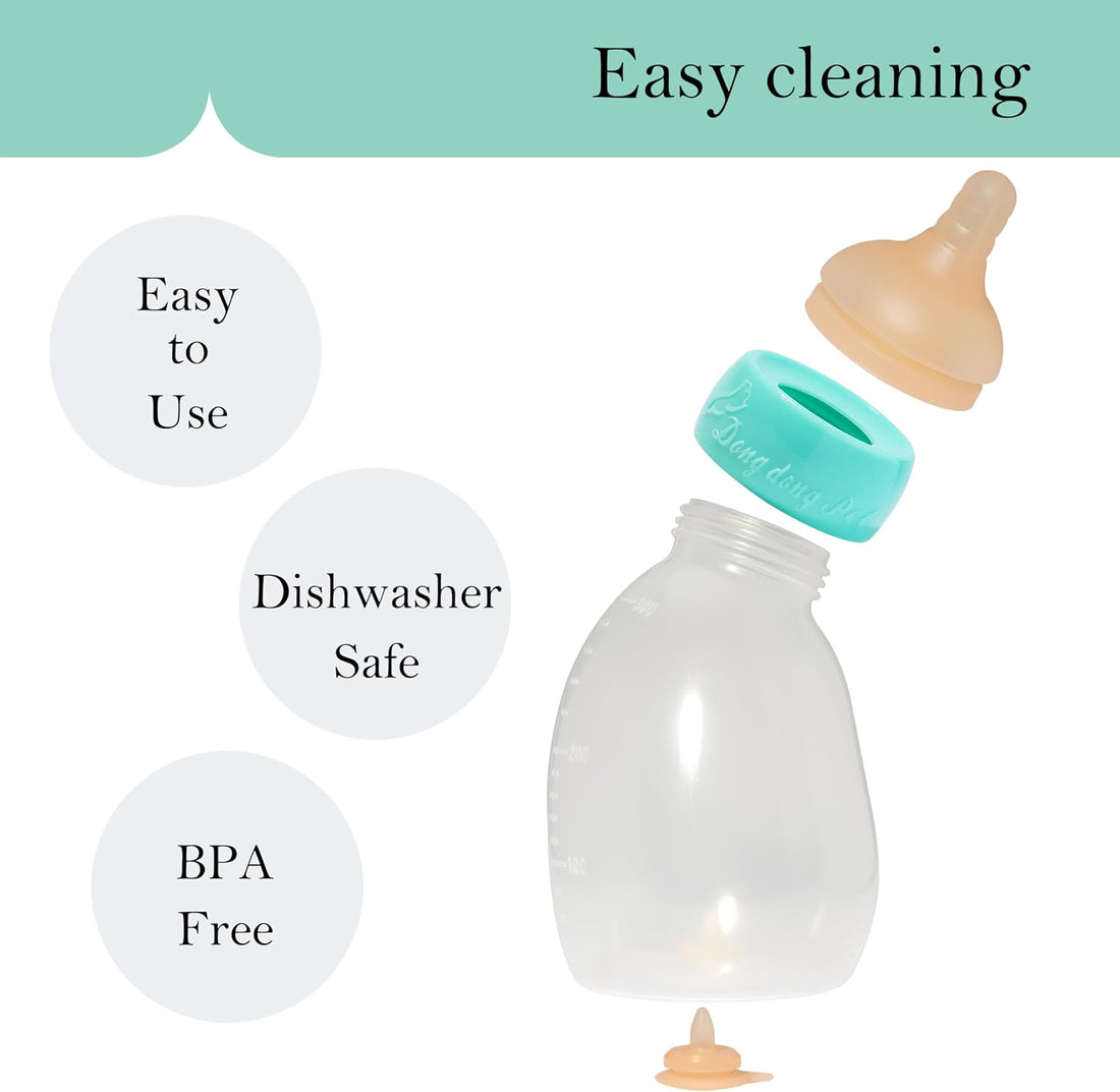 Doggiema Puppy Feeder Bottle, Silicone Feeding Nipple and Syringes