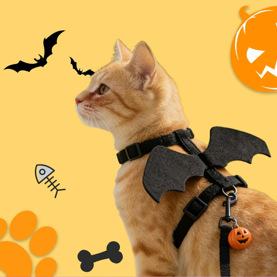 Cat Harness and Leash with Bat Wings, Escape Proof Leash (S)