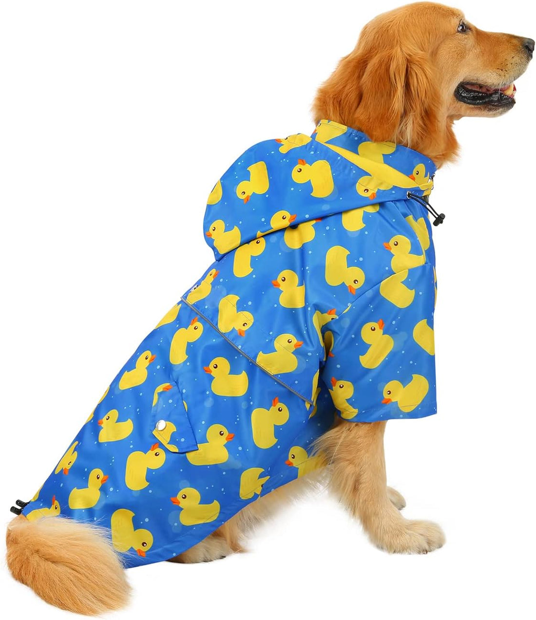 HDE Premium 2-Layer Zip Dog Raincoat Poncho w/Leash Hole & Hood B