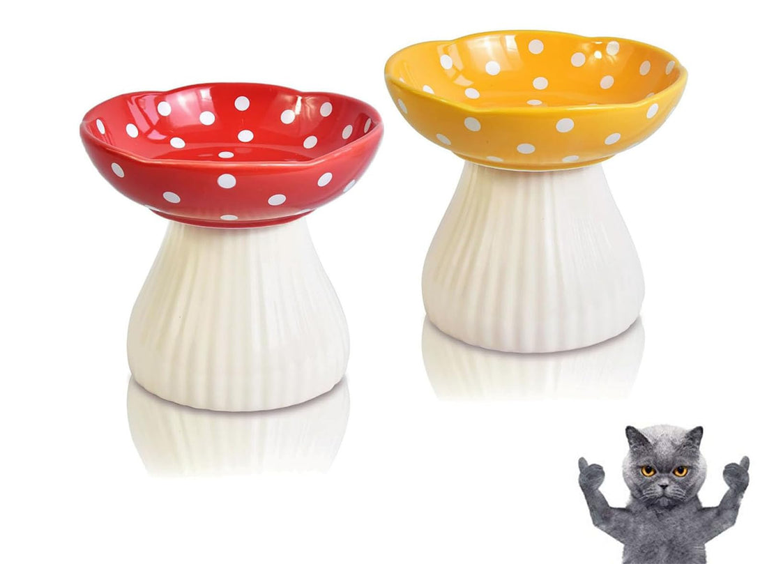 Mushroom Cat Bowl,Whisker Fatigue Cat Bowl,Cute Cat Bowls,Elevated