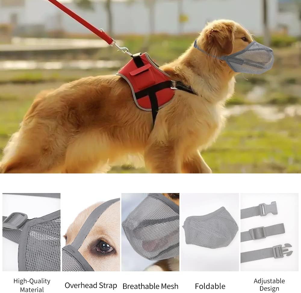 Dog Muzzle, Soft Mesh Covered Muzzles for Dogs