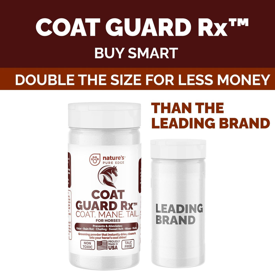 Extra Large. 2 Lbs. Coat Guard Rx™ Coat, Tail, Mane Powder for Horses - Rain Rot, Sweet Itch, Treatment & Dry Shampoo for Horses.