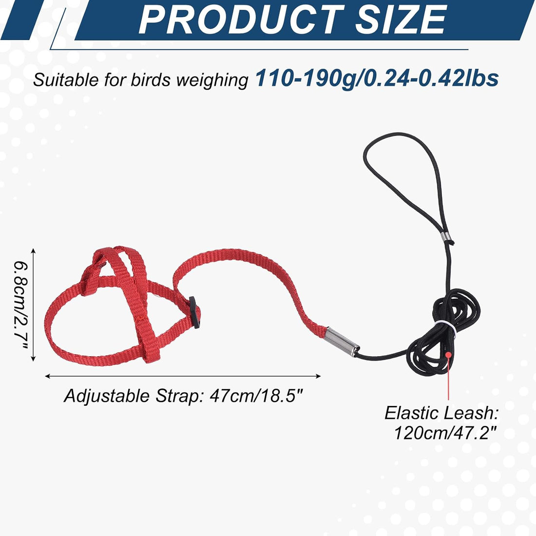 Bird Harness and Leash Adjustable Parrot Leash 47.2" S