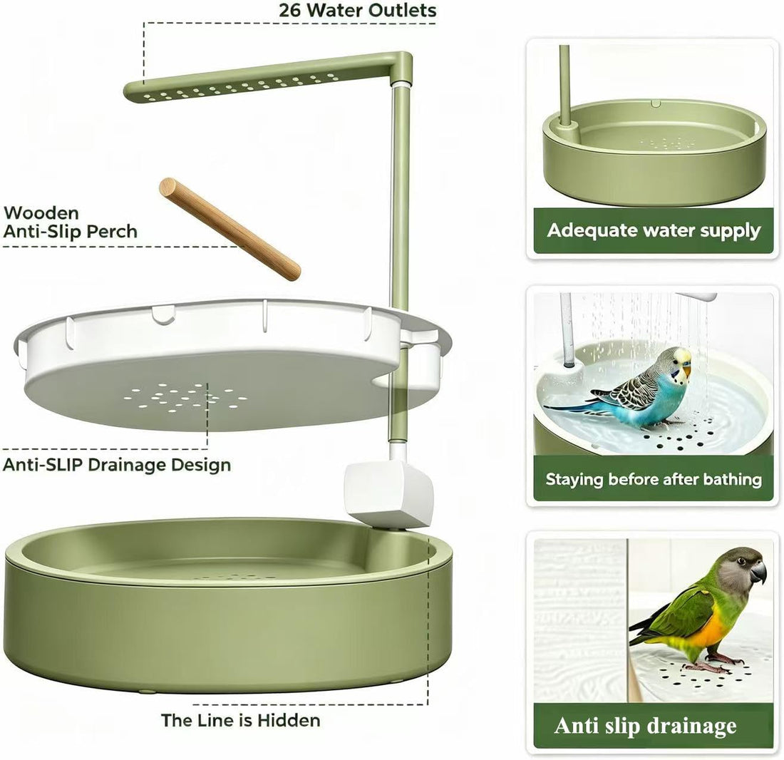 Bird Automatic Bath Shower,Large Bird Shower Fountain with Running