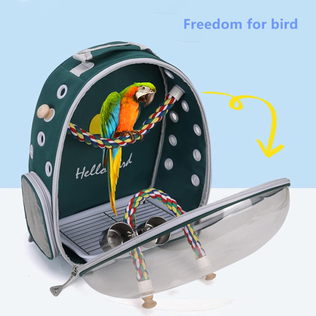Bird Traval Carrier Cage, Multi Vent Holes Clear Space Capsule