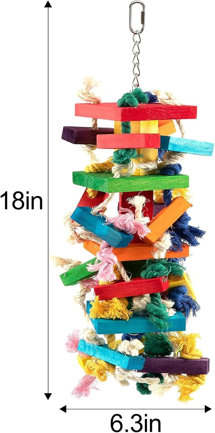 Extra Large Natural Wood Bird Toys for Macaws, African Grey