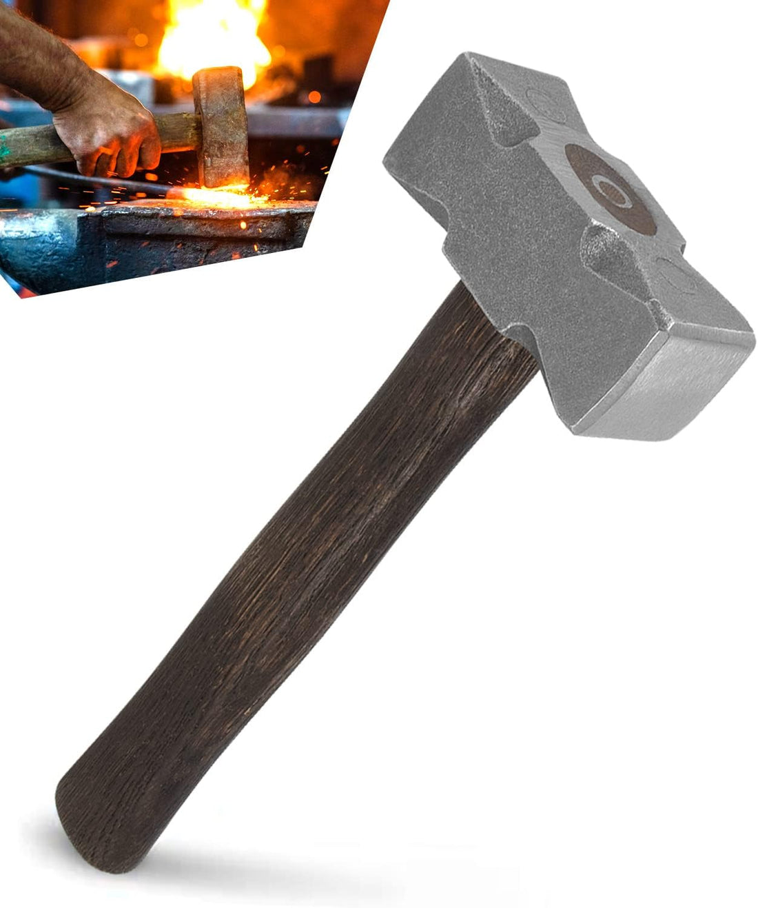 Blacksmith 2.2LB Handmade Square Forge Hammer for Farrier, Knife Maker