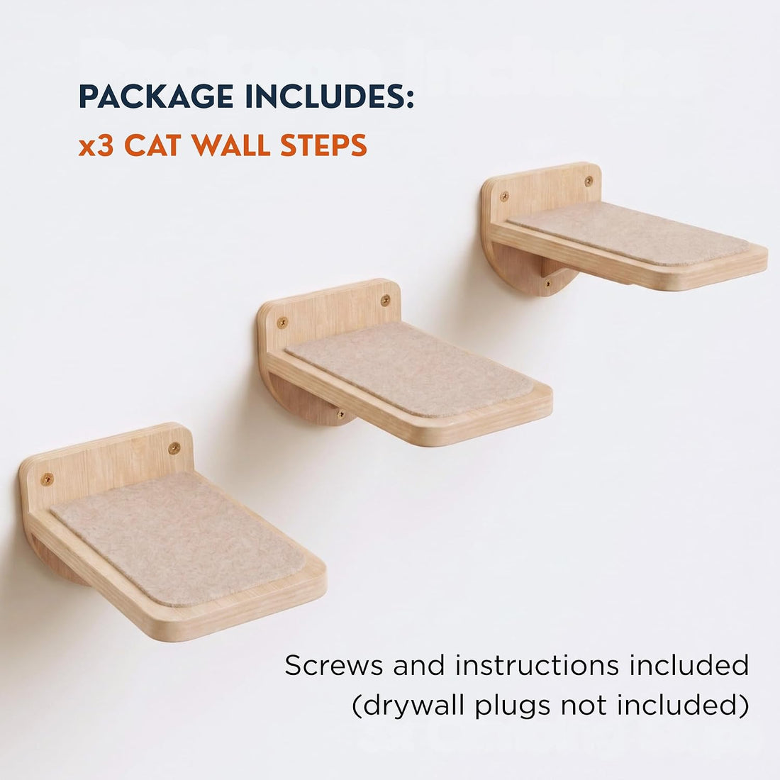INICIO Cat Wall Stairs, Natural Wood