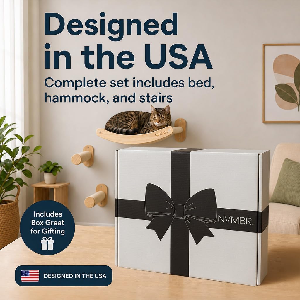 Cat Wall Shelf Bed Hammock with Sisal Stairs Set