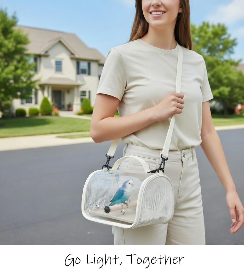 Hands Free Small Pet Cage with Breathable Mesh Windows Parrot Backpack