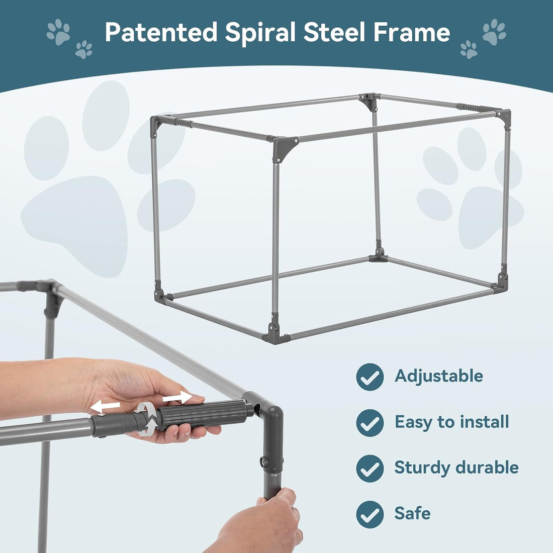 PETSFIT 30" Soft Portable Dog Crate – Patented Spiral Sturdy Frame