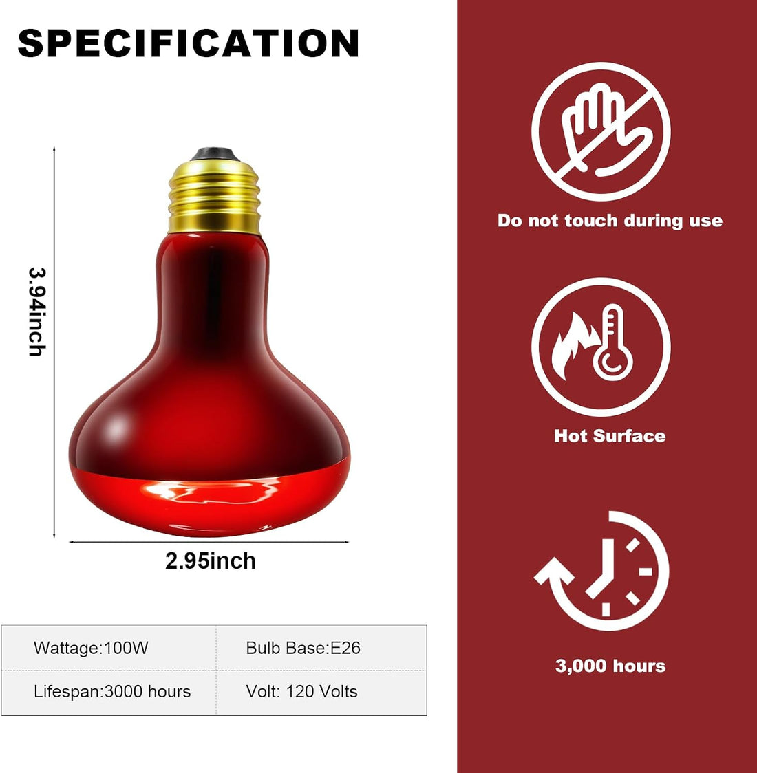 MIXJOY 100W Infrared Heat Lamp Bulbs