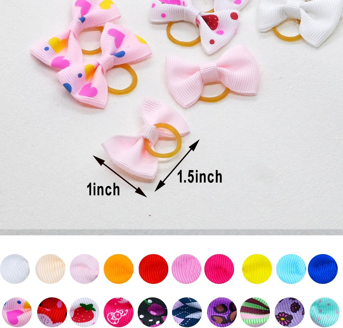 JUCCPUL Dog Hair Bows Cute Puppy Dog Bowknot Hair Ties Bulk