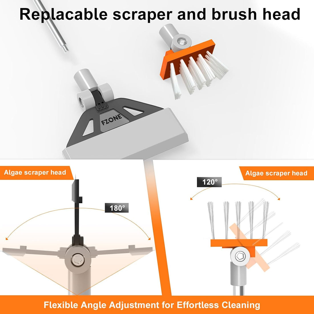 FZONE Algae Scraper, Adjustable 19-26 Inch Aquarium Cleaner