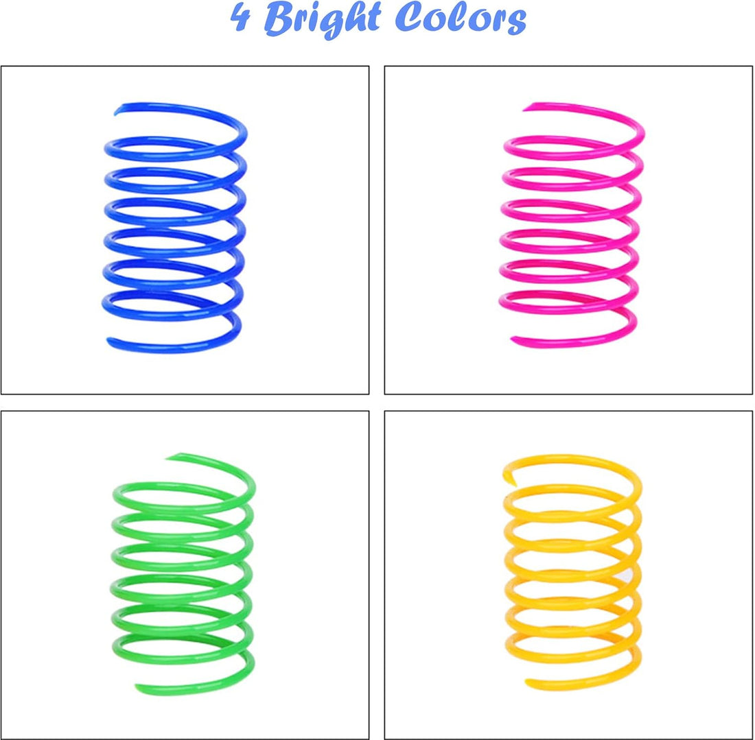 ISMARTEN 100 Pack Pet Wide Colorful Springs Cat Toys Plastic Coil