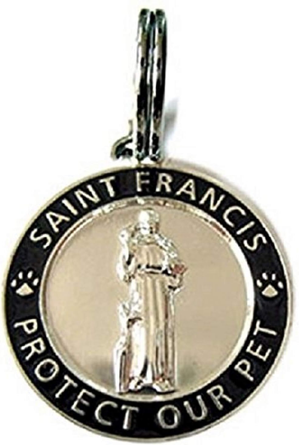 Luxepets Pet Collar Charm, Saint Francis of Assisi, Small, Black