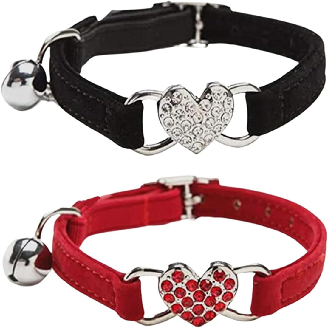 Heart Bling Cat Collar with Safety Belt and Bell 8-10 inches