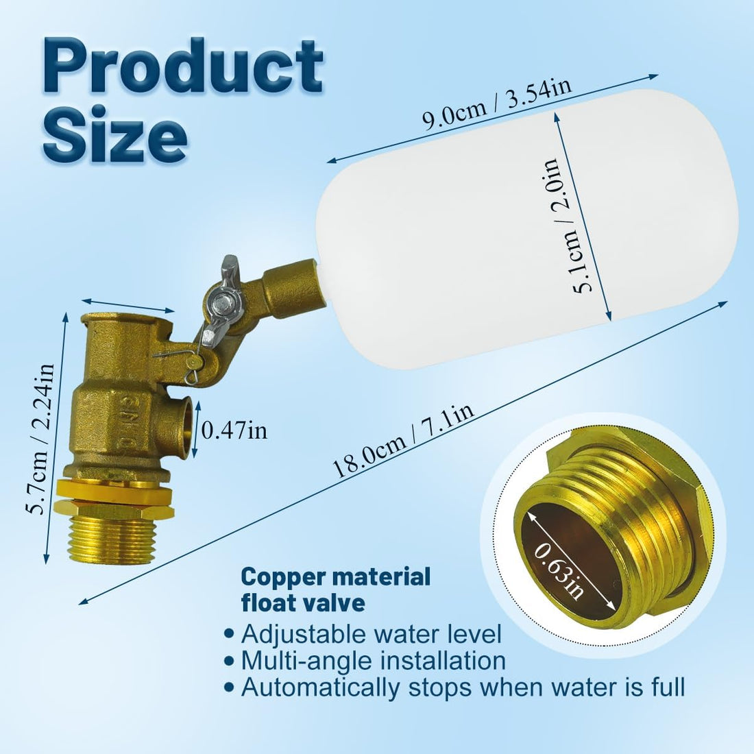 3 Pack Float Valve with Adjustable Arm Stable Water Float Valve Shut