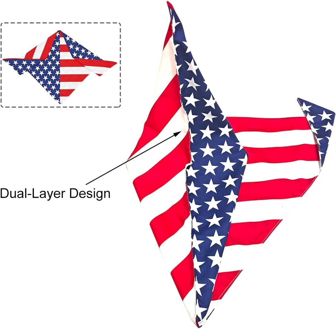 CozyHaus 2PCS Dual-Layer Design Patriotic Dog Bandanas Outfit,Large