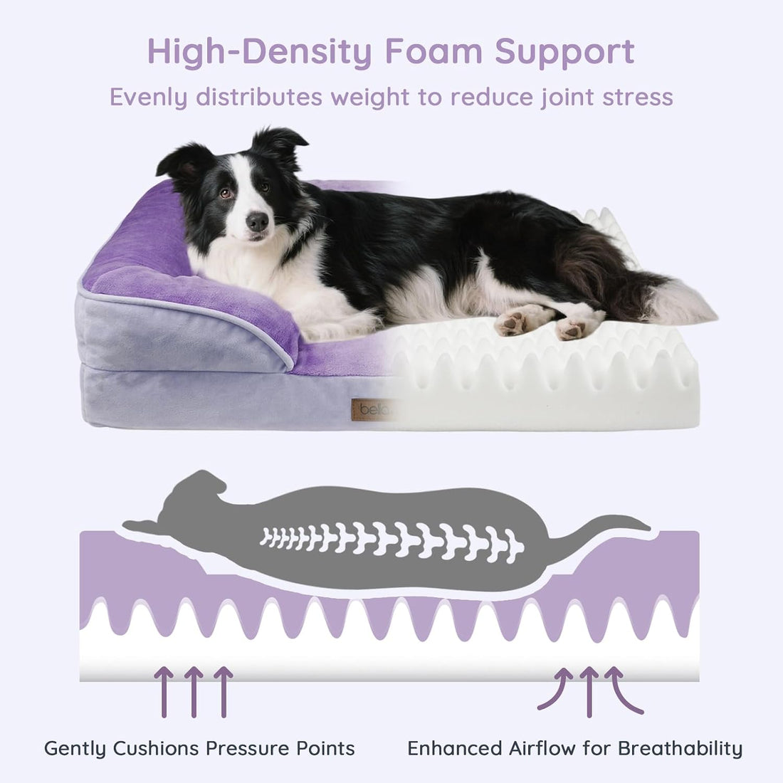 BELLA & PAL Orthopedic Dog Sofa Bed for Small/Medium Dog No Assembly