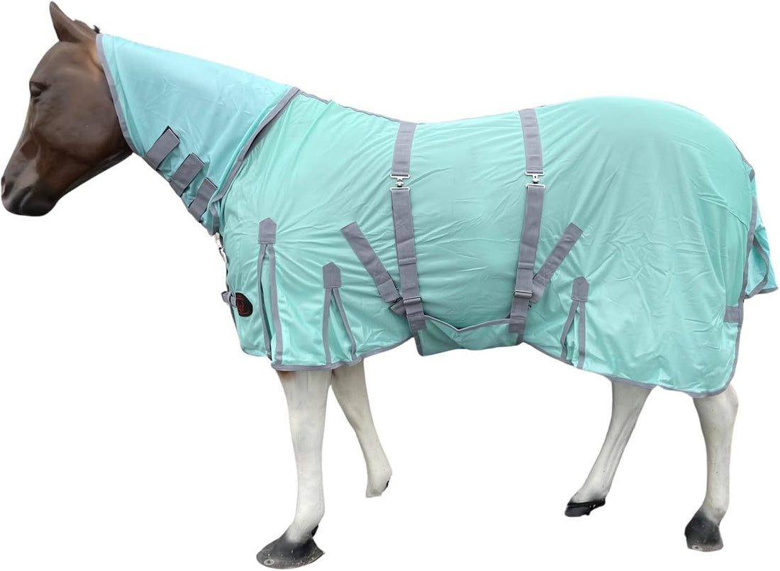 Horse Fly Sheet with Neck & Detachable Belly Band, Lightweight Mesh