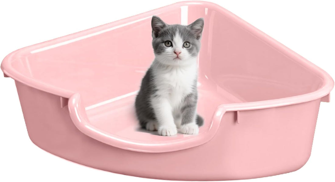 Corner Litter Box, Low Entry Kitten Litter Box for Small Cats