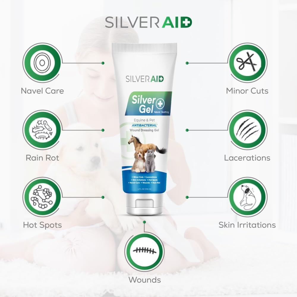 Hot Spot Treatment Gel for Horses Wound Care Colloidal Silver for Cuts