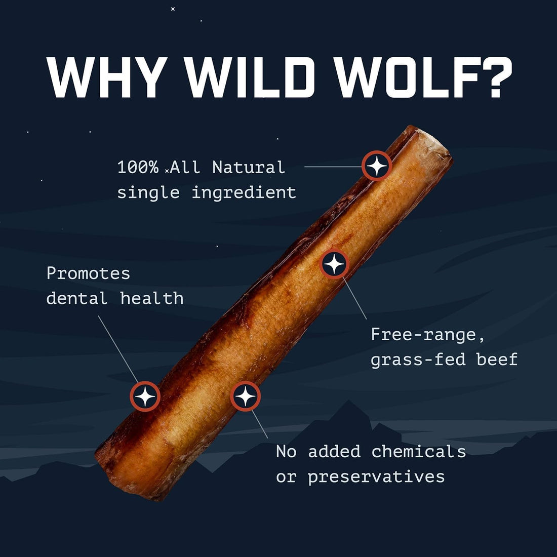 Wild Wolf 12-inch Angus Bully Sticks Healthy, All-Natural