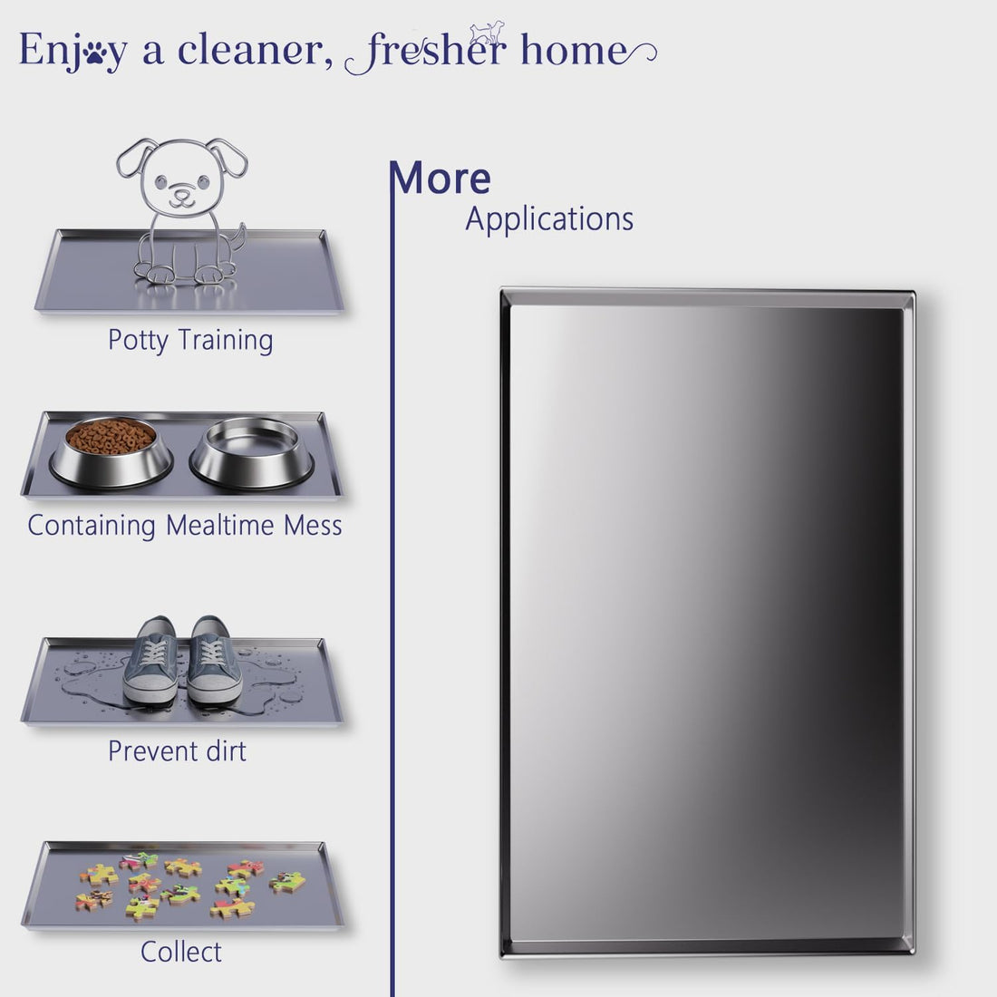 Metal Dog Crate Tray Replacement Pan - Stainless Steel