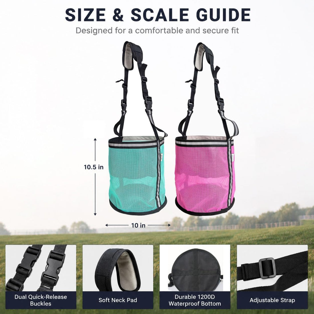 Horse Feed Bag,Heavy Duty Muzzle Feed Bag with Adjustable