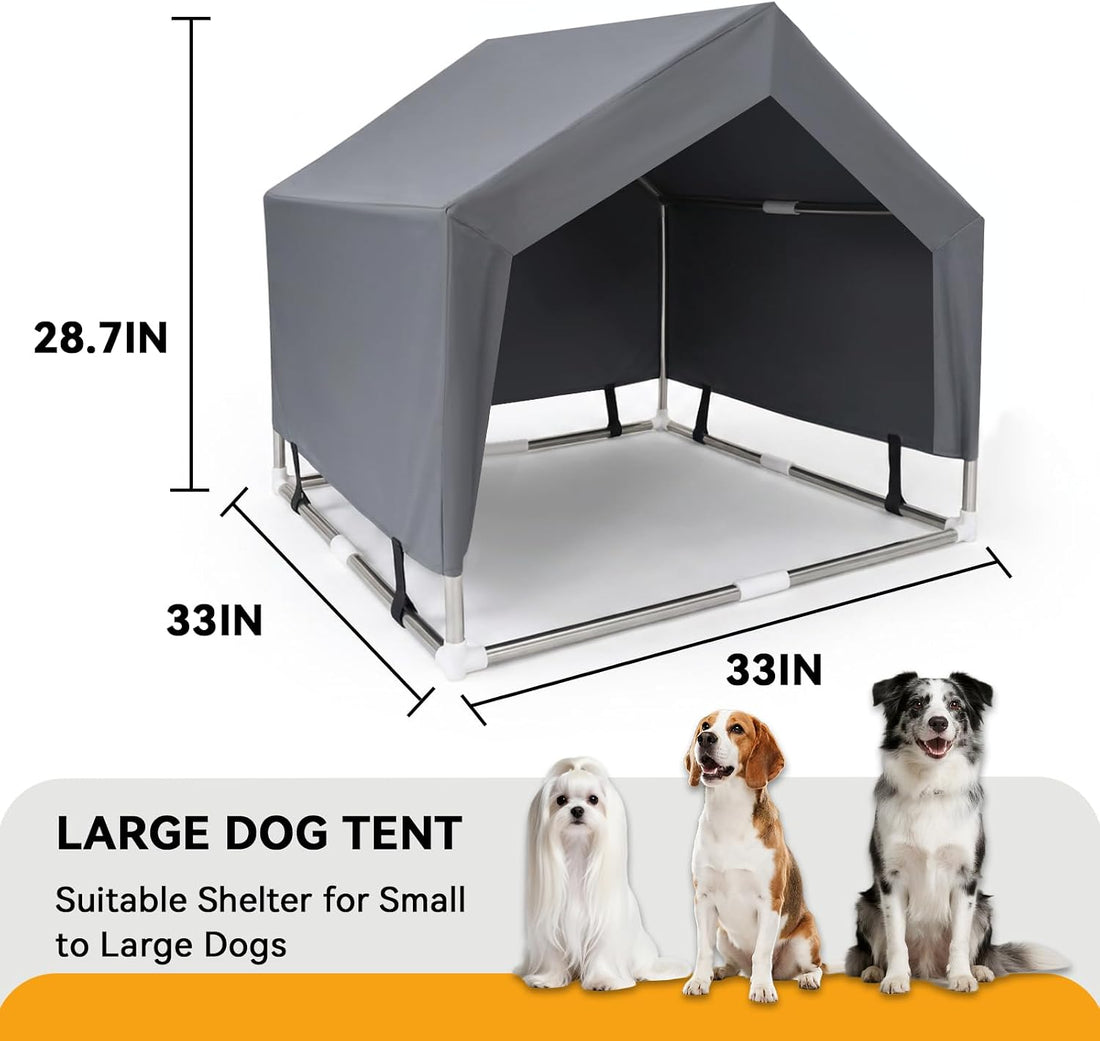 Outdoor Dog House Tent, Stainless Steel Frame Dog Shade Shelter