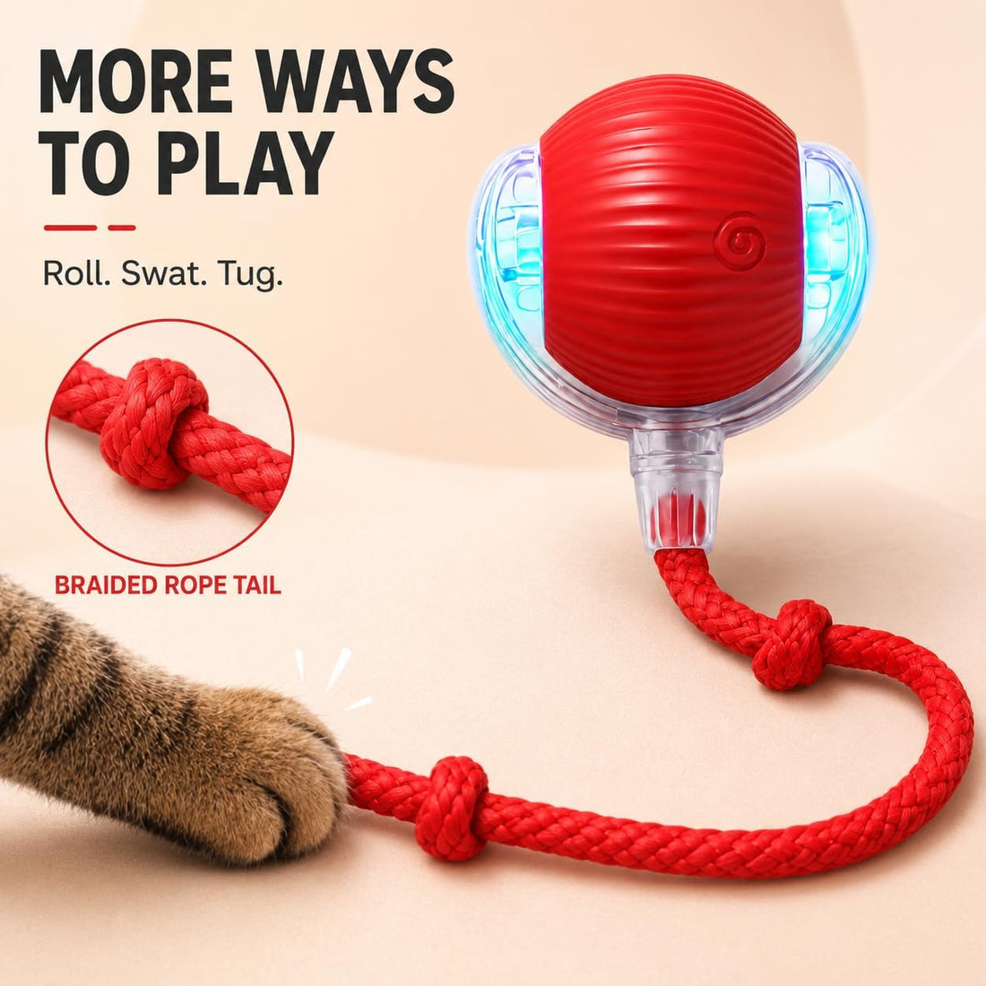 Rcxnm Interactive Cat Ball Toy with String
