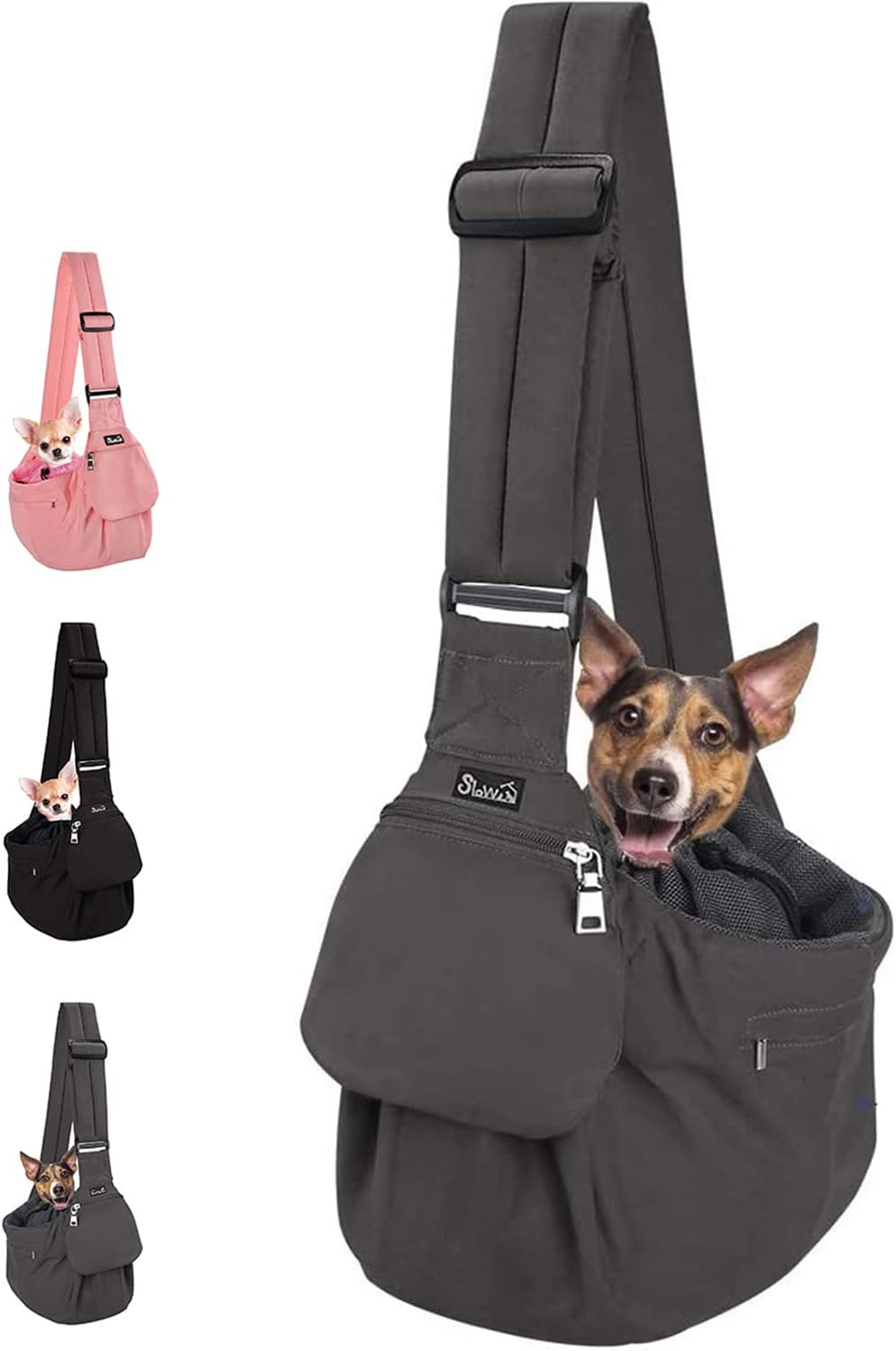 Lukovee Small Pet Sling, Hard Bottom Support, Storage Pocket